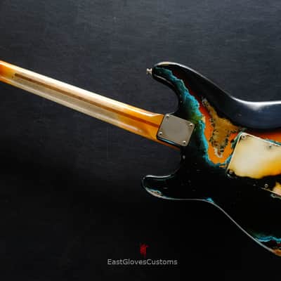Fender Stratocaster Black/Blue over Sunburst Inspired by Joe Strummer Aged Heavy Relic (RARE) image 16