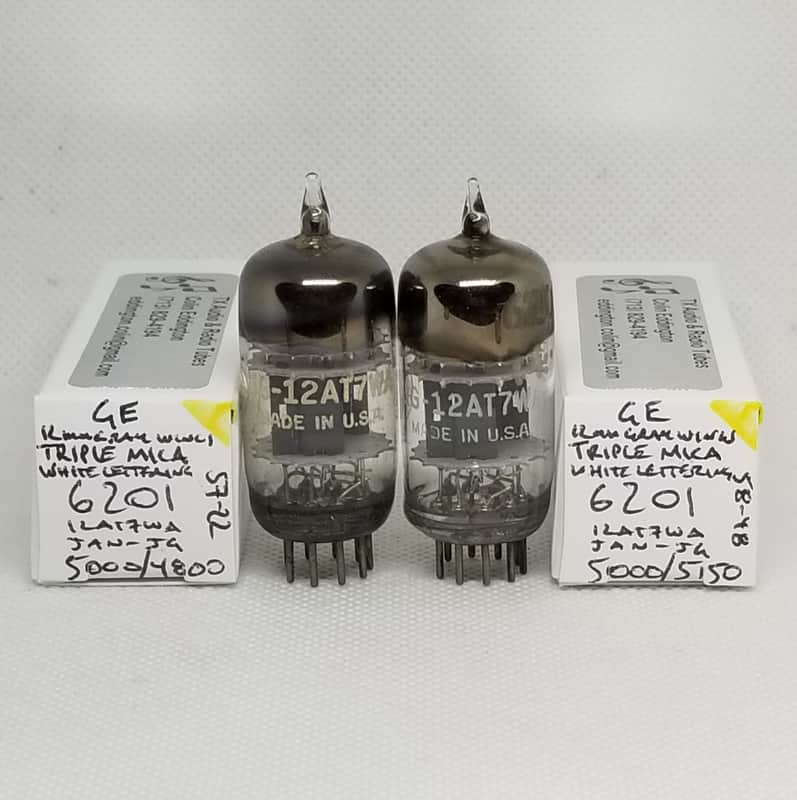 GE JAN 6201 Gray Plate Triple Mica Well Matched (6.7%) Pair NOS 12AT7 ECC81 12AT7WA 12AT7WB 12AT7WC image 1