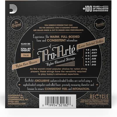 D'Addario EJ43 Light Tension, Pro-Art Nylon Classical Guitar Strings 3-Pack image 2