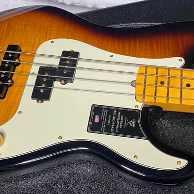 NEW! Fender 75th Anniversary American Professional PJ Bass - 2-Color Sunburst - Flame Top - 9.1 lbs - Authorized Dealer - G06681 image 3