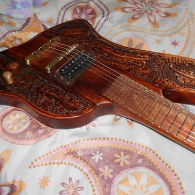 carved and hand painted , 7 strings firebird st guitar/bass ,aged  old cedar,neck thru, preorder now image 5