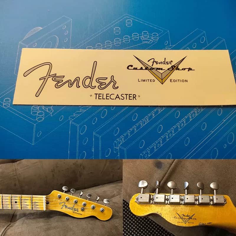 Original Fender Electric Guitar Headstock Logo Water Transfer Decal with Peel-TELE 54-Off Film image 1