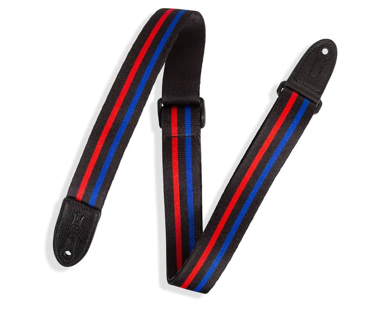 Levy's 1 1/2" Wide Kids Guitar Strap - Red and Black Racing Stripe image 1