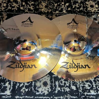 (MINT) Zildjian 14" A Custom Mastersound Hi-Hat Cymbals (Pair) - Brilliant image 1