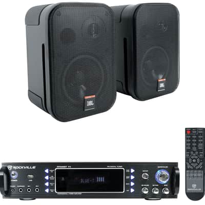 Rockville Home Theater Bluetooth Receiver Amplifier+(2) JBL Black 5.25" Speakers image 1