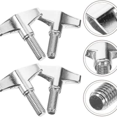 Drum Rack Accessories 4Pcs Metal Cymbal Stand Wing Screws and Knobs Adjustable Drum Hardware for Repair and Assembly Silver 1.61X1.57 Inch image 4