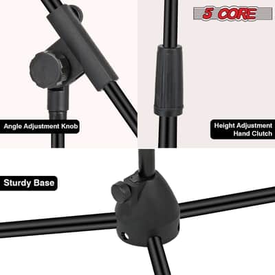 5 Core Mic Stand Floor Pair Universal 72" Height Adjustable Tripod Microphone Stands w Boom Arm image 4
