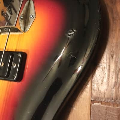 Vintage early 70's Univox Hi-Flier Bass Sunburst with Fitted Hard Case image 10