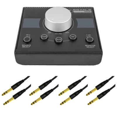 Mackie Big Knob Passive 2x2 Studio Monitor Controller with 4x 1/4" Stereo Plug Audio Cables image 1