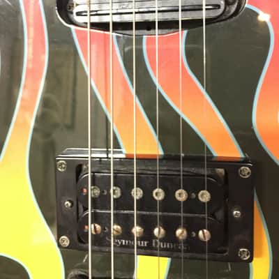 B.C. Rich ASM body art collection "Torchy" Black with flame graphic image 3