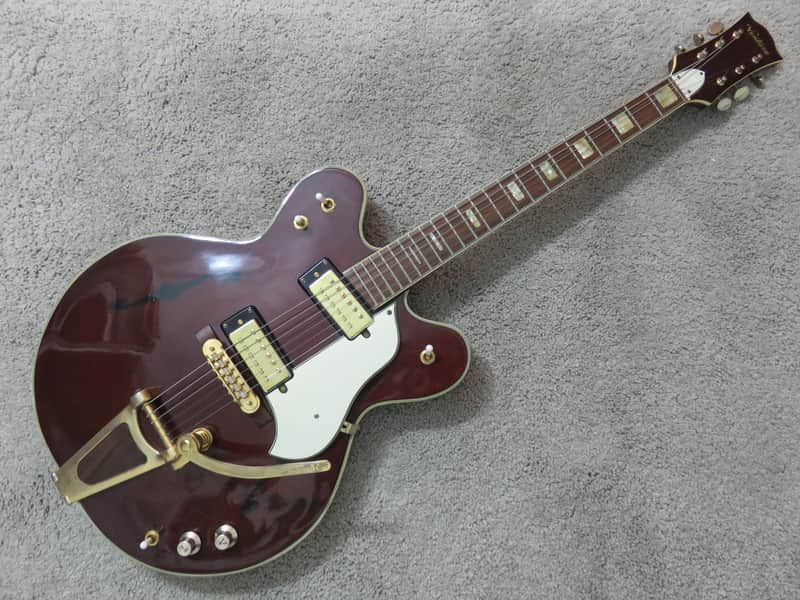 Vintage 1960s Teisco MIJ Ventura Hollow Body Electric Guitar 335 Wine Red Clean Gretsch Gibson Clone image 1
