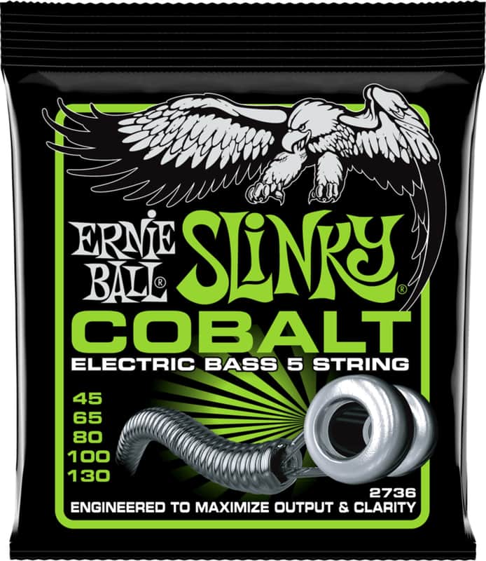 Ernie Ball 2736 Regular Slinky Cobalt 5-String Bass Guitar Strings, 45-130 Long Scale image 1