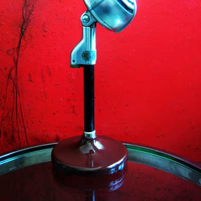 Vintage RARE 1930's Shure 730B crystal cardioid microphone Satin Chrome w Turner TB2 stand Billie Holiday image 5