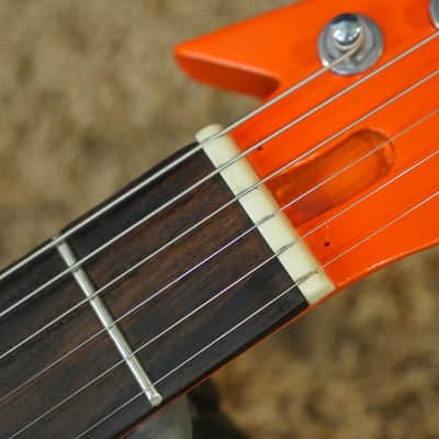 Video! 1980s Hondo H-1 Death Dagger Neon Orange Refinish w/ Original Hardshell Case image 5