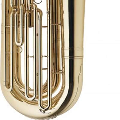 Stagg Bbb Tuba 3 Pistons In Nickel Silver W/abs Case On Wheels Gold Lacquer 2 Year Warranty image 2