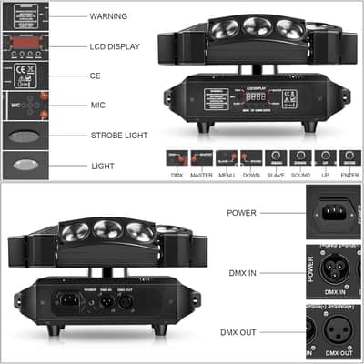 Moving Head DJ Lights 9 X 10W RGB LED DJ Lighting Stage Lighs DJ Moving Light for Parties Lights DMX Mode Sound Activated for Party Wedding Concert Disco DJ Concert Show image 2