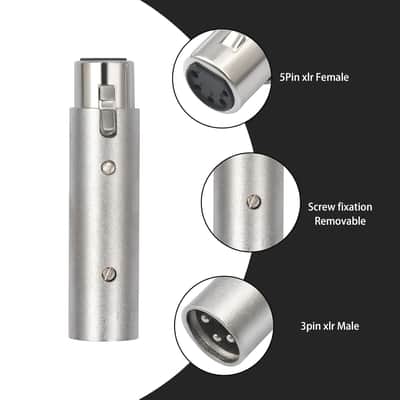 Hualue 3Pin Xlr Male To 5Pin Female Audio Dmx Adapter, Dmx Stage Light Convertor, 5Pin Female Xlr To 3Pin Male Audio Connector For Microphone Dmx-2Pack image 3
