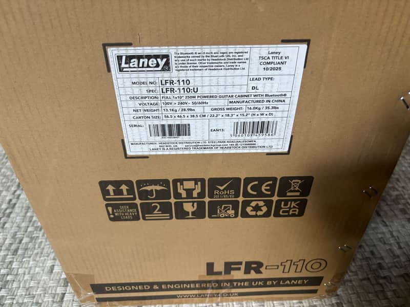 Laney LFR-110 250-Watt 1x10" Active Guitar Speaker Cabinet 2025 - Present - Black image 1
