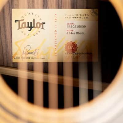 Taylor 414ce Studio Grand Auditorium Acoustic/Electric Guitar - Natural with Gig Bag image 14