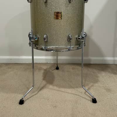 Yamaha 14x14 Maple Custom Absolute Floor Tom Drum Silver Sparkle Made In Japan image 1