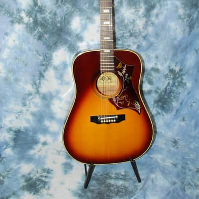 1977 Kay K-590 Deluxe Western Hummingbird Jumbo Sunburst Pro Setup Original Case image 1