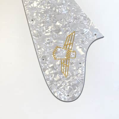 White Pearl 4 Ply Pickguard for Bicentennial Gibson Thunderbird Bass 1976-1979 w/ Decal Made IN USA image 3