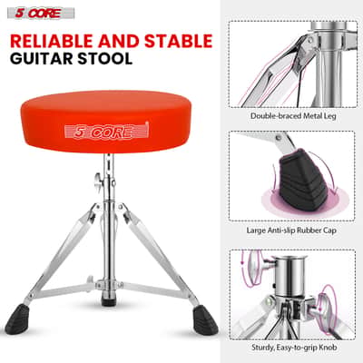 5 Core Drum Throne 3" Padded Drum Seat Height Adjustable Drumming Chair for Practice and Performance image 1