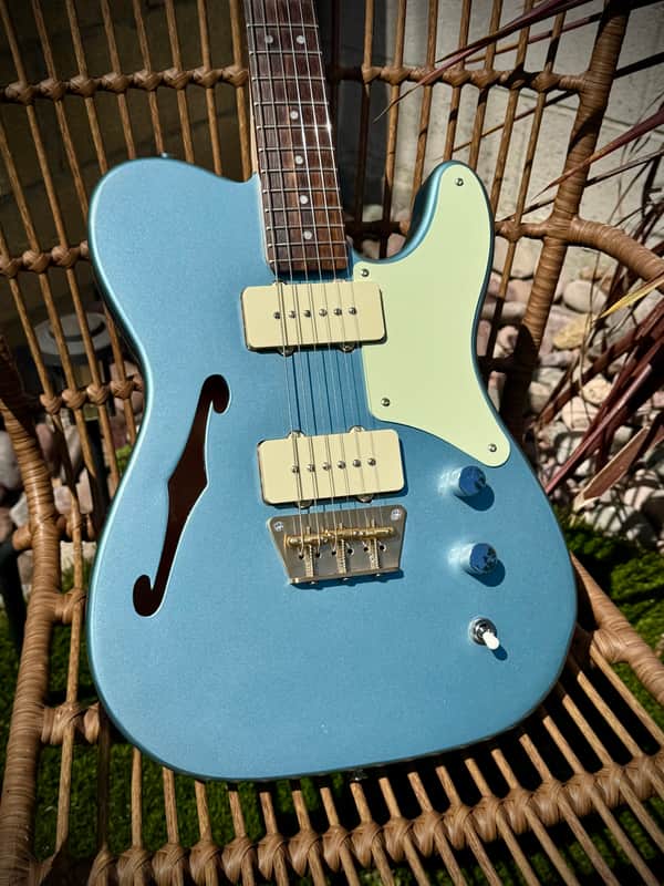 Squier FSR Thinline Cabronita, Ice Blue Metallic w/Matching Headstock & Upgrades, Paranormal Fender Telecaster image 1