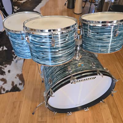 Drum Kits - 1970's Ludwig Classic Maple 14x24 8x12 9x13 14x16 (Concert Tom) Drum Kit (Bowling Ball Blue Oyster) image 1