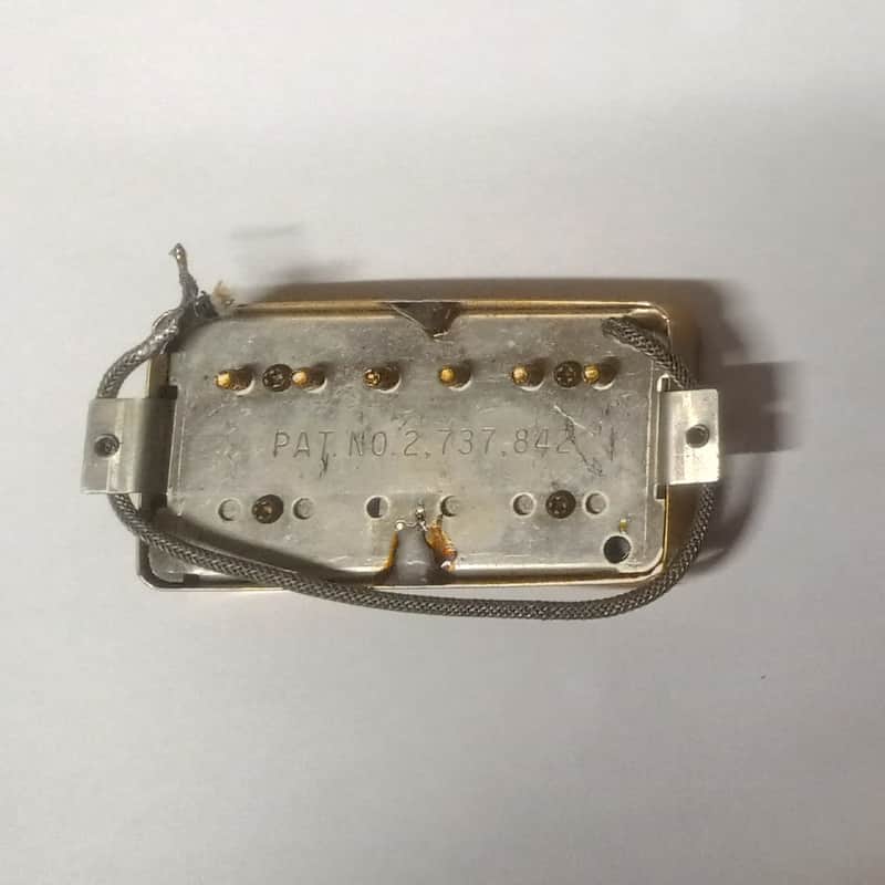 Gold Covered Gibson Tim Shaw Humbucker Patent Number 80s Short Leg 7.36ohm Pat No image 1