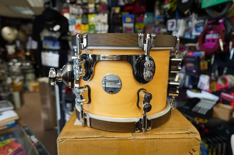 PDP Concept Maple 10''Classic Tom - Natural Stain With Wood Hoops 7 x 10" Maple Tom image 1