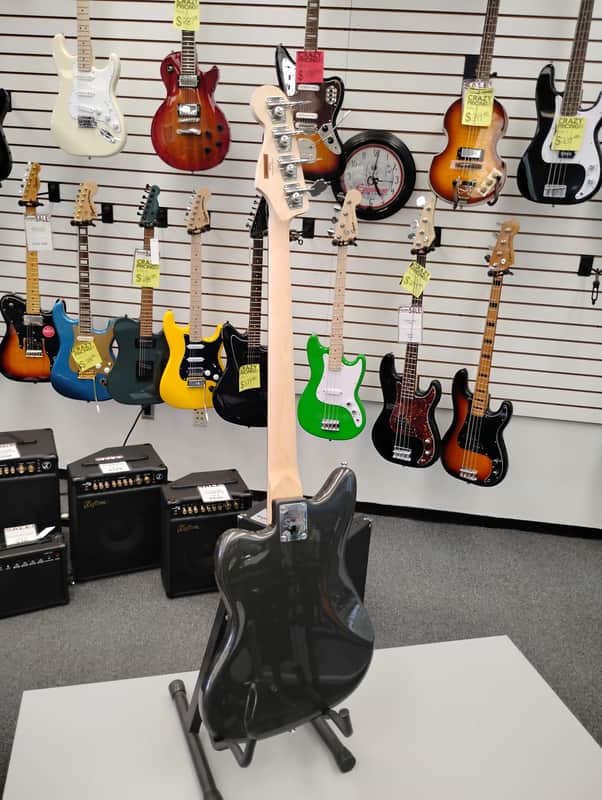 Squier Affinity Jaguar Bass Dark Gray Sparkle | Reverb