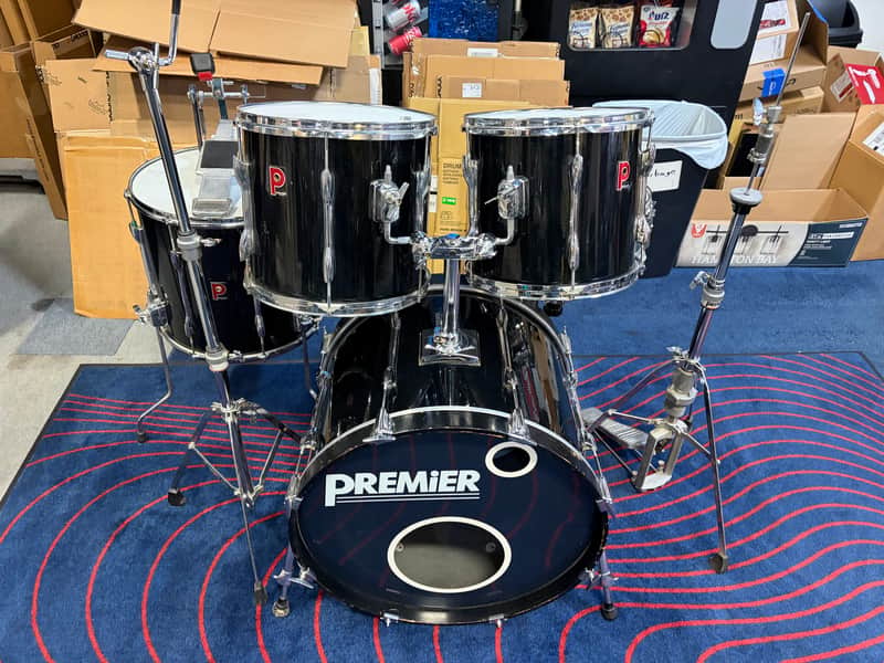 Premier Vintage "APK" 5 piece drum set/hardware 1980's - Black image 1
