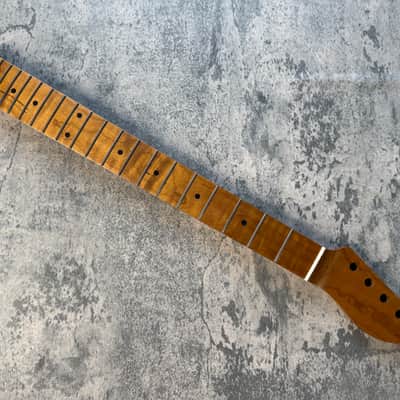 BMC Guitar Neck Tele® Telecaster® 22 Fret Roasted 3AAA Flame Maple With Maple Fingerboard Nitro Lacquer Rounded Fret Ends - 9.5 Radius TRMMF22 3A #6 image 1