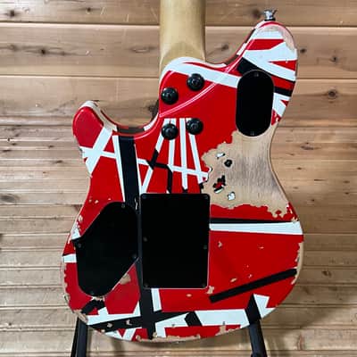 EVH Limited Edition Wolfgang Special Striped Series Electric Guitar - Red, Black, and White Aged image 4
