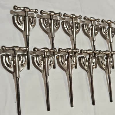 Vintage Slingerland Radio King Bass Drum Tension Rods & Claws Set of 10 Nickel 1940s-50s Nice! image 3