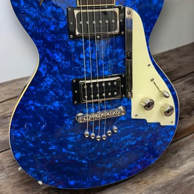 Duesenberg 49er Solid-body, Mahogany (2008) - Blue Pearl image 7
