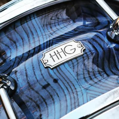 HHG Drums 14x7 Contoured Ash Stave 2022 Ocean Blue High Gloss Lacquer image 3