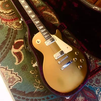 Vintage 1971 Gibson Les Paul Deluxe Goldtop - Rare Dark Back - Embossed Gibson Pickup Covers - Wonderful Condition With No Breaks Or Repairs - Vintage Patent Pending Gold Grover Tuners Installed - 9.4 LBS - Original Purple Lined Case image 14