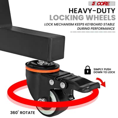 5 CORE Keyboard Stand 2 Tier Z Style Adjustable Electric Piano Riser Foldable & Sturdy Lift Holder With Secure Strap Mount For 54 88 Key Instruments W image 9