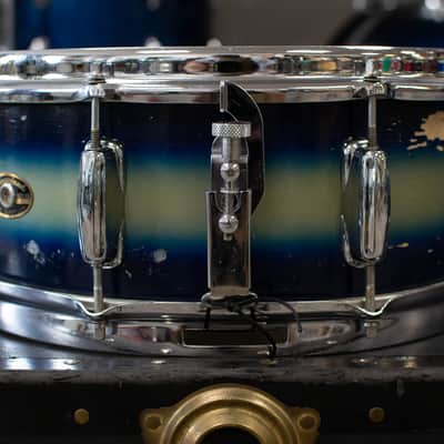 1960s Slingerland 5x14 Duco Blue & Silver Student Model Radio King Snare Drum image 2