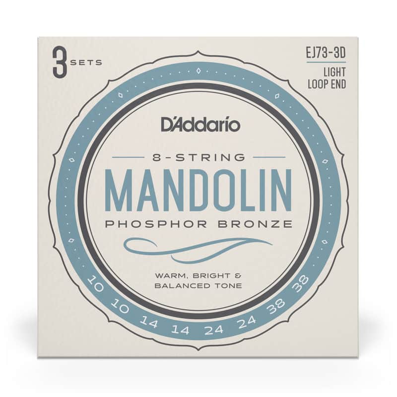 D'Addario EJ73 Phosphor Bronze 10-38 Mandolin Strings, Loop End, 3-Pack image 1