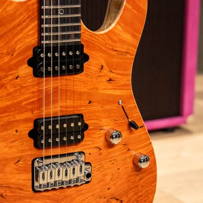 Suhr Custom Modern Waterfall Burl Maple/Black Limba - Trans Orange image 6