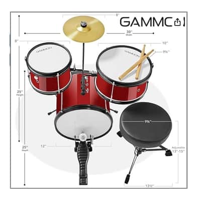 🎸3 Piece Junior Size Acoustic Drum Kit with Snare, Cymbal, and Throne🎸 image 2