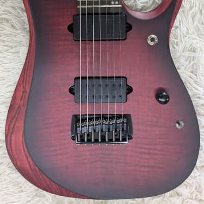 Mint Ibanez RGD721FAWUF 7-String Electric Guitar, Stained Wine Red Burst Flat image 3
