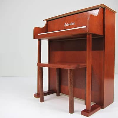 1960s Schoenhut Children's Toy Upright Piano Two Octave Near Mint Birch Cabinet & Matching Bench! image 10