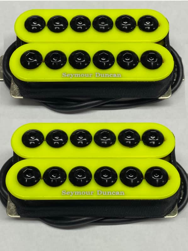 Seymour Duncan Neon Yellow Invader 6 String Humbucker Guitar Pickup Set SH-8b & SH-8n Neck & Bridge image 1