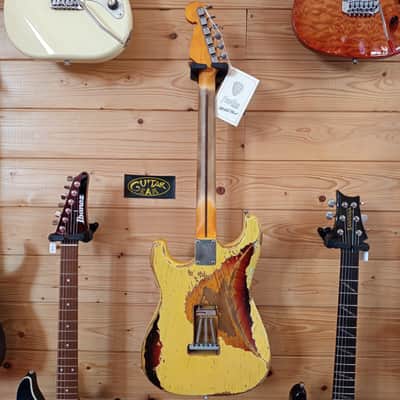 Buttarini Guitars S-50s Heavy Relic - Vintage White over 3T Sunburst image 9