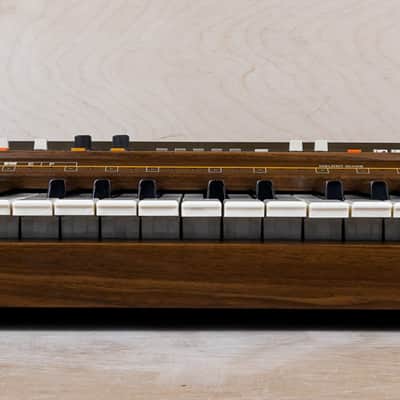 Casio CT-501 Casiotone 49-Key Synthesizer 1980s Natural Woodgrain 100V Vintage Japan w/ MS-1 Barcode Reader, Test Charts, Manual, Hard Case image 5