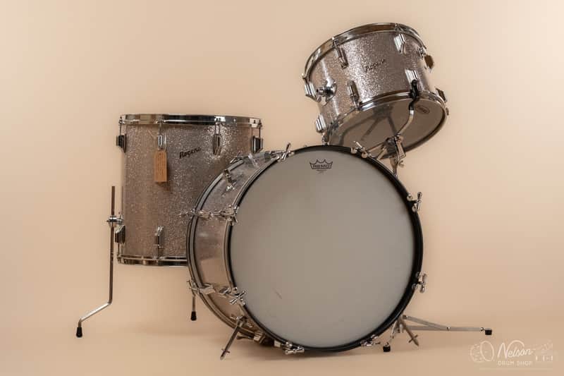 1960s Rogers Buddy Rich 'Headliner' Cleveland Era in Silver Sparkle - 14x20, 9x13, 16x16 image 1